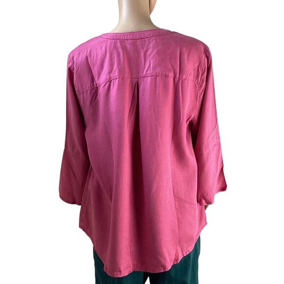 Chicos denim pullover bell 3/4 sleeve top size 2 pink - Picture 3 of 4